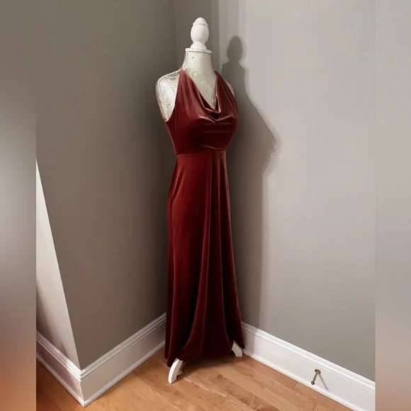 Jenny Yoo English Dusty Rose Sullivan Dress Size 0 Stretch Velvet - Picture 5 of 16